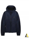 Triangle Logo Re-Nylon Zip Up Jacket Navy - PRADA - BALAAN 2