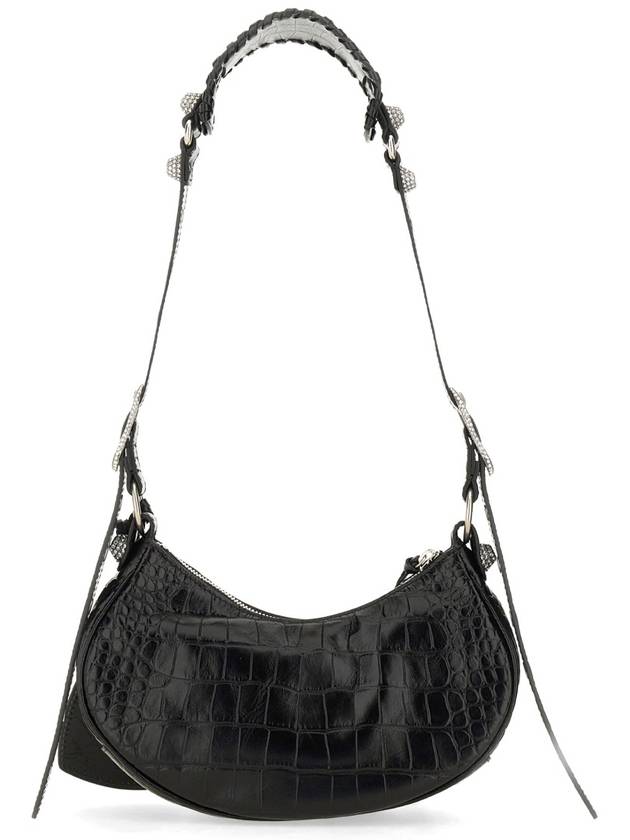 Le Cagole Crocodile Embossed Shoulder Bag Black - BALENCIAGA - BALAAN 3