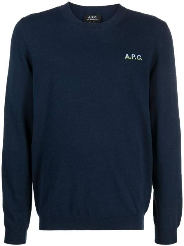 Embroidered Logo Knit Top Navy - A.P.C. - BALAAN 1