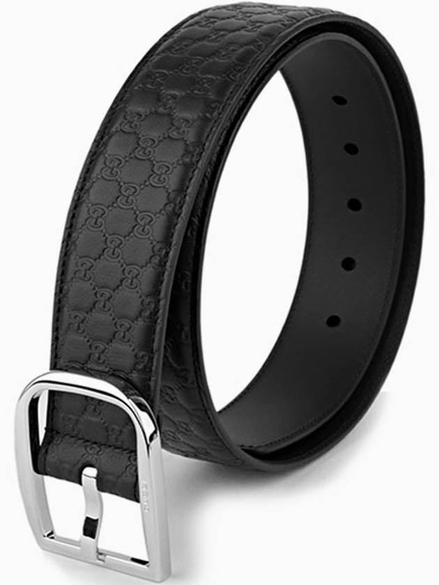 GG Microssima Leather Belt Black - GUCCI - BALAAN 3