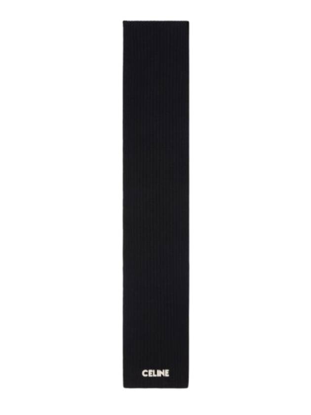 Logo Ribbed Wool Muffler Black - CELINE - BALAAN 2