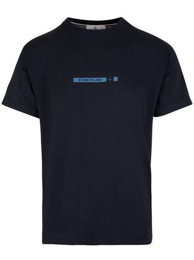 Micro Graphic One Print Short Sleeve T-Shirt Navy - STONE ISLAND - BALAAN 1