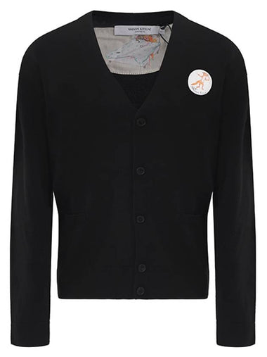 JM00570KT1036 BK Olly Fox Patch Cardigan - MAISON KITSUNE - BALAAN 1