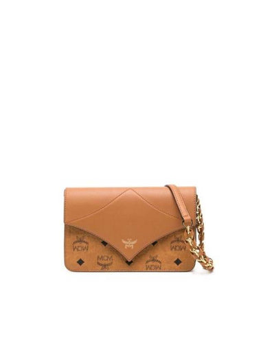 Diamond Visetos Foldover Shoulder Bag Brown - MCM - BALAAN 1