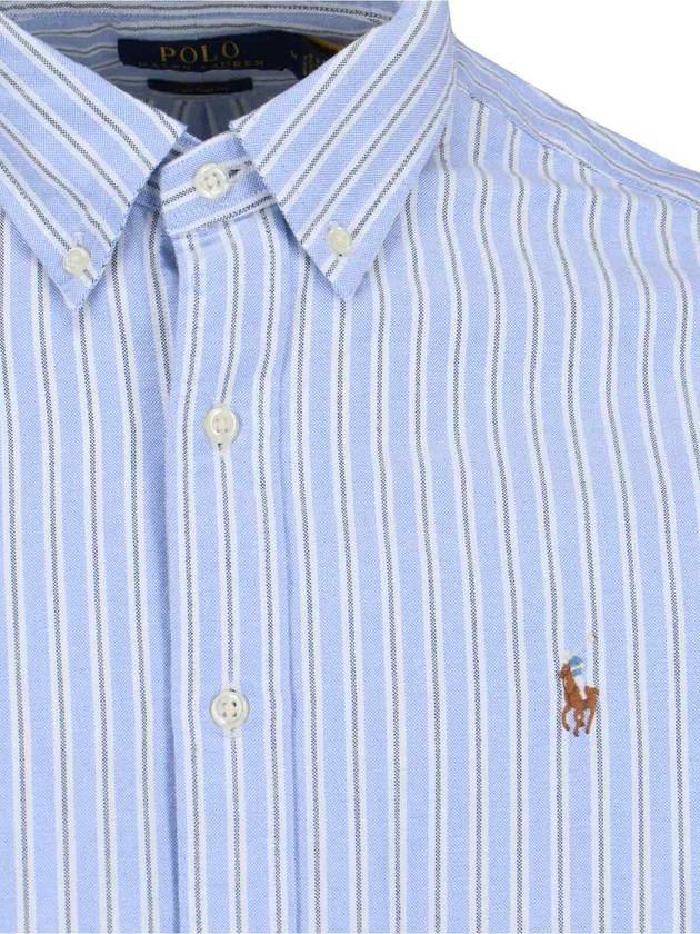 Embroidery Logo Striped Long Sleeve Shirt Light Blue - POLO RALPH LAUREN - BALAAN 4