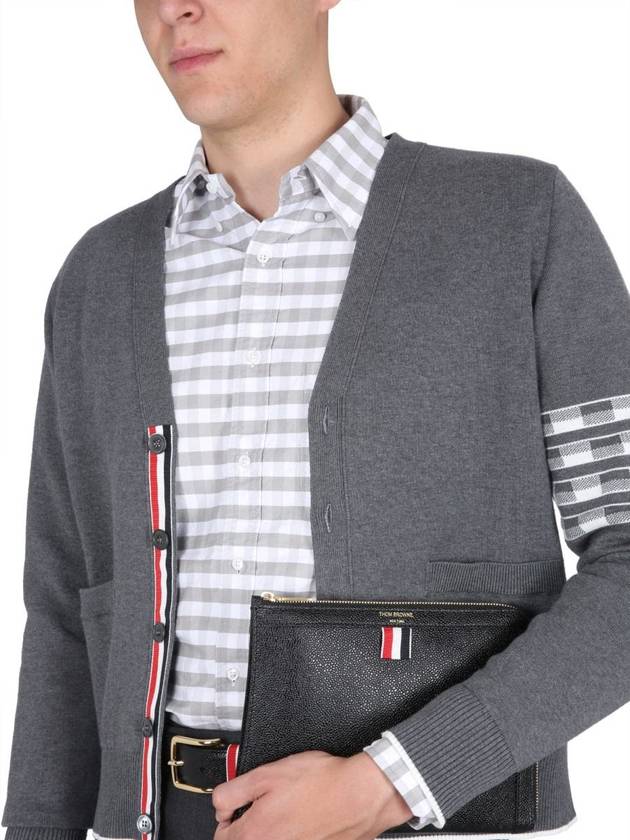 Men's Check Oxford Long Sleeve Shirt Grey - THOM BROWNE - BALAAN 5