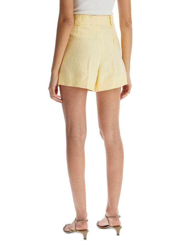 light yellow high-waisted linen shorts - BLAZE MILANO - BALAAN 3