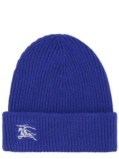 Embroidered Logo Ribbed Cashmere Beanie Blue - BURBERRY - BALAAN 2