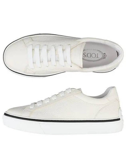 Grained Leather Low-Top Sneakers White - TOD'S - BALAAN 2