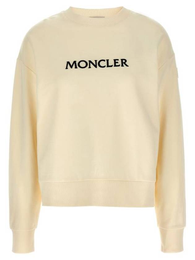 Embroidered Tonal Logo Cotton Sweatshirt Ivory - MONCLER - BALAAN 2