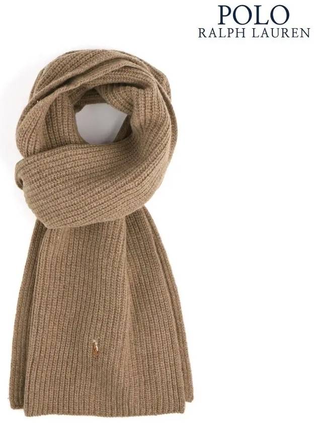 Signature Knit Muffler Honey Brown Heather - POLO RALPH LAUREN - BALAAN 2