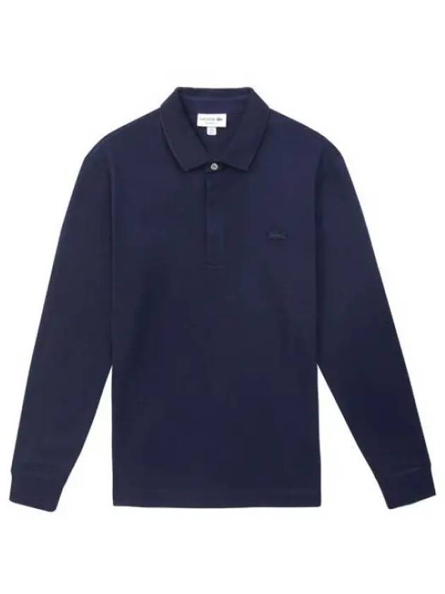 Stretch Cotton Long Sleeve Polo Shirt Navy - LACOSTE - BALAAN 2