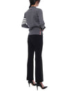 Milano Stitch 4 Bar Classic V Neck Fine Merino Wool Cardigan Medium Grey - THOM BROWNE - BALAAN 7