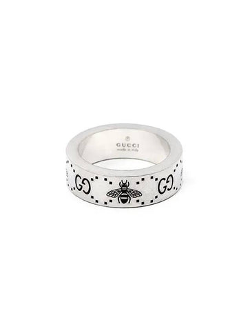 GG Logo Bee Engraving Wide Ring Silver - GUCCI - BALAAN 1