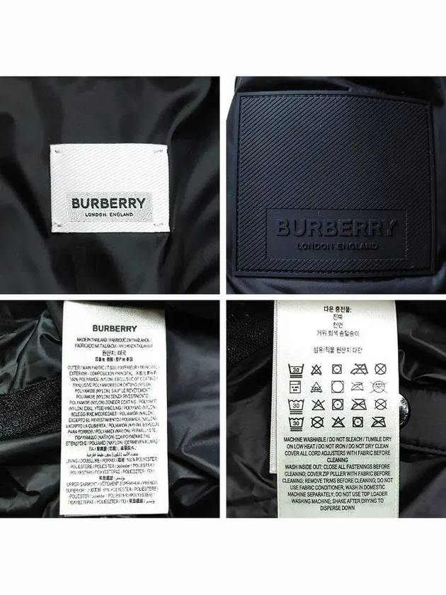 Detachable Sleeve Hooded Puffer Short Padded Jacket Navy - BURBERRY - BALAAN.