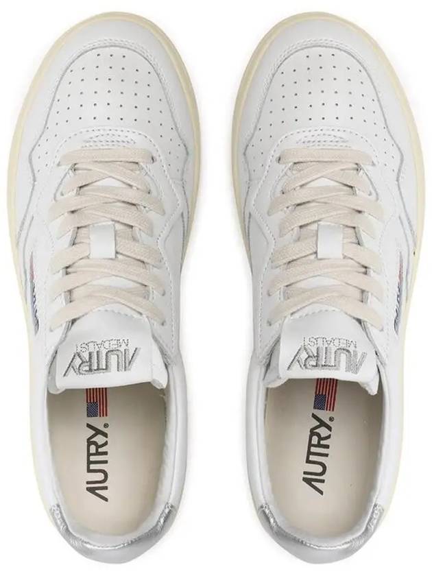 Medalist Leather Metal Silver Tab Low Top Sneakers White - AUTRY - BALAAN 4