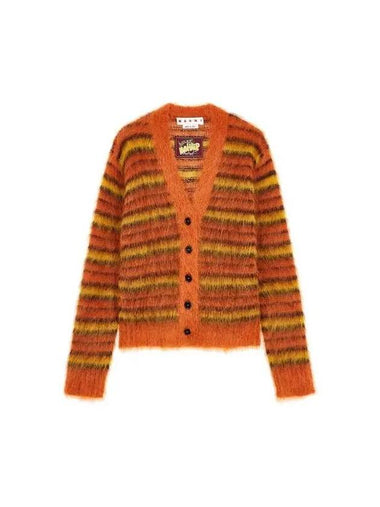 Striped mohair knit cardigan orange - MARNI - BALAAN 1