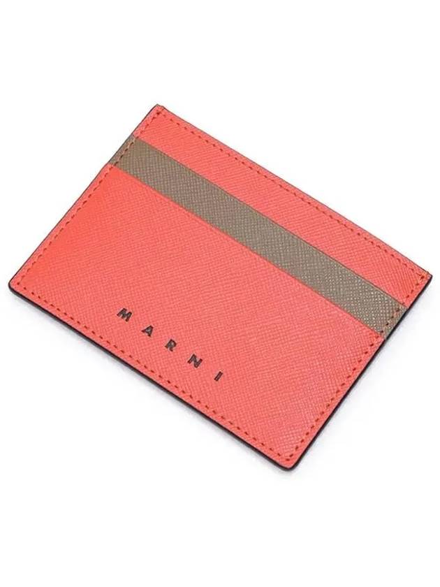 Bicolor Leather Card Wallet Red - MARNI - BALAAN 4