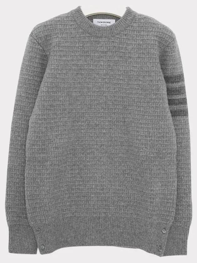 Women's 4 Bar Stripe Cashmere Pullover Knit Top Light Grey - THOM BROWNE - BALAAN 4