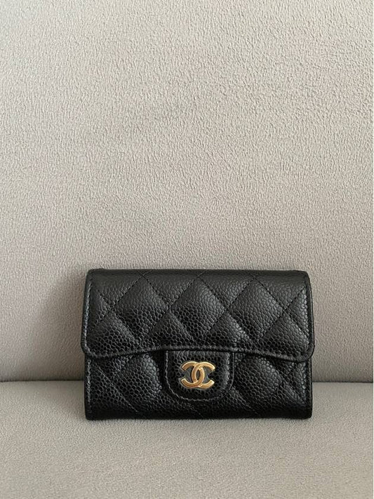 Classic snap flap card wallet caviar black gold AP0214 - CHANEL - BALAAN 2