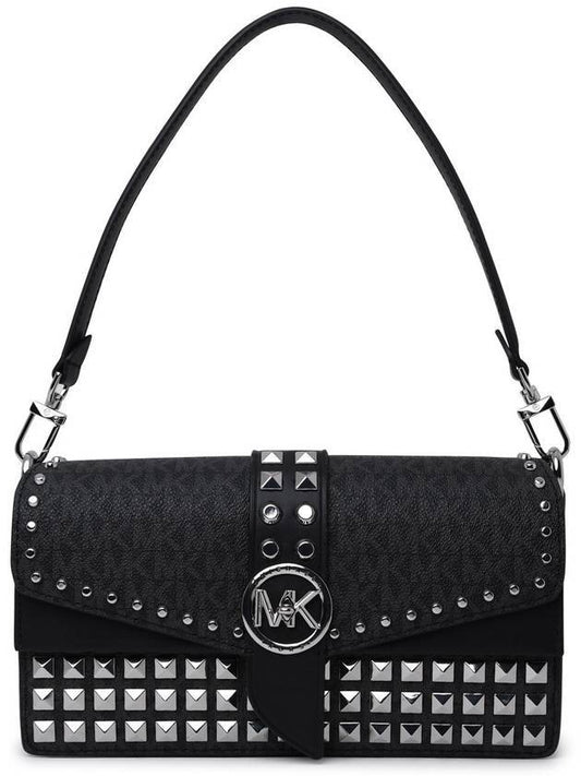 Grizzini Small Stud Shoulder Bag Black - MICHAEL KORS - BALAAN.