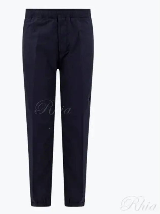 Men's Compass Patch Light Stretch Cotton Canvas Track Pants Navy - STONE ISLAND - BALAAN 2