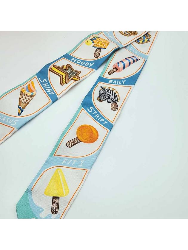 Funny Ice Cream Twilly Scarf Aqua - HERMES - BALAAN 8