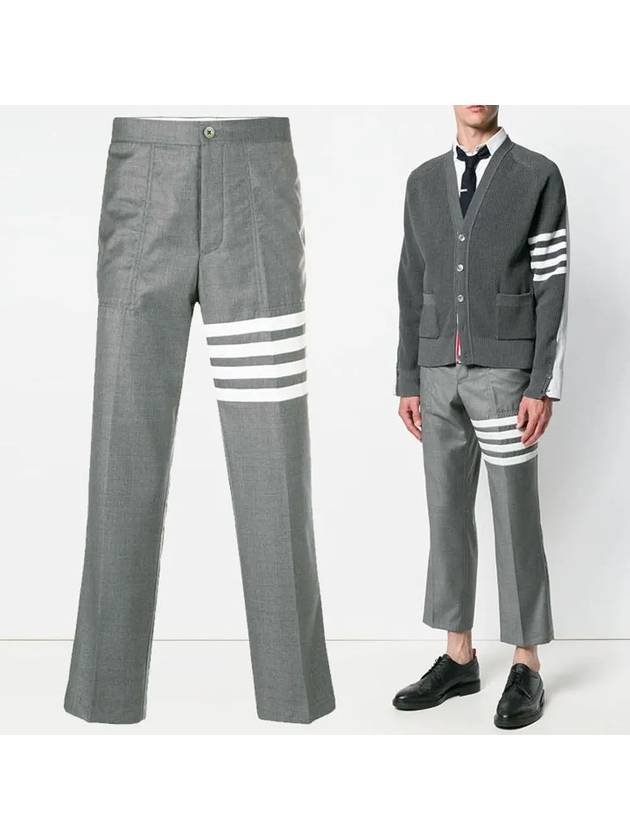 Men's Diagonal Chino Straight Pants Grey - THOM BROWNE - BALAAN.