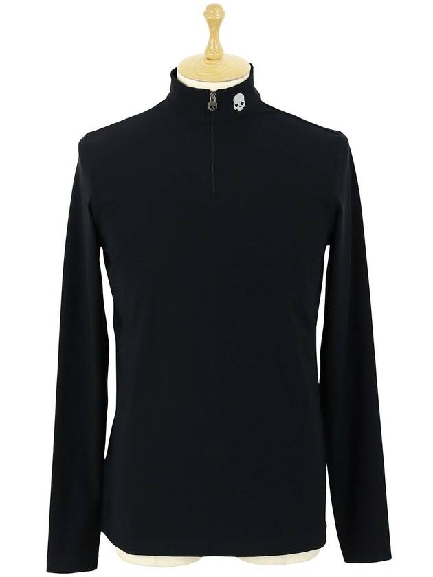 Half Zip Neck Long Sleeve T-Shirt Black - HYDROGEN - BALAAN 2