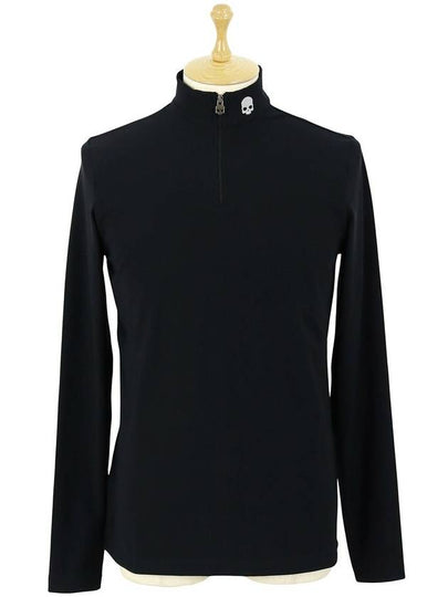 Half Zip Neck Long Sleeve T-Shirt Black - HYDROGEN - BALAAN 2