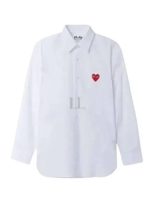 Men's Red Heart Long Sleeve Shirt White - COMME DES GARCONS - BALAAN 2