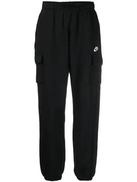 Sportswear Club Mid-Rise Oversized Fleece Track Pants Black - NIKE - BALAAN 2