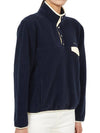 Serif Logo Buttoned Polar Cotton Sweatshirt Cream Navy - SPORTY & RICH - BALAAN 4