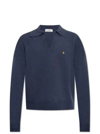 Football Polo Wool Knit Top Navy - VIVIENNE WESTWOOD - BALAAN 2