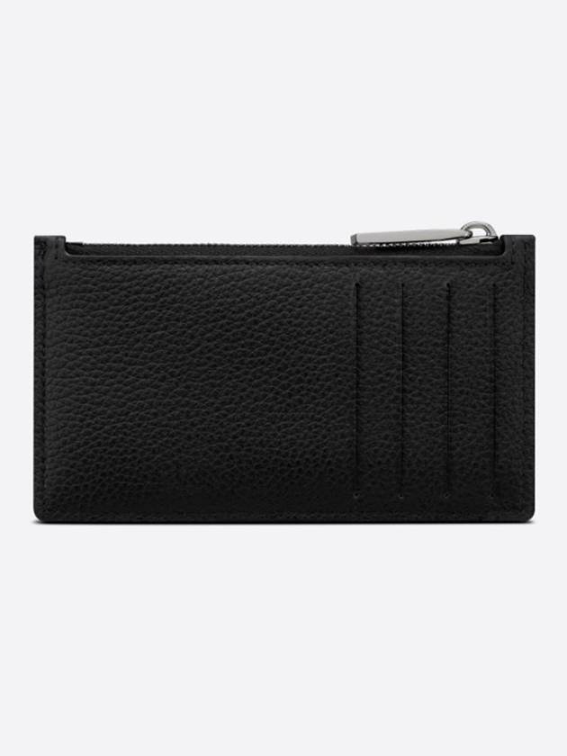 Oblique Jacquard Zipper Card Wallet Black Beige - DIOR - BALAAN 4