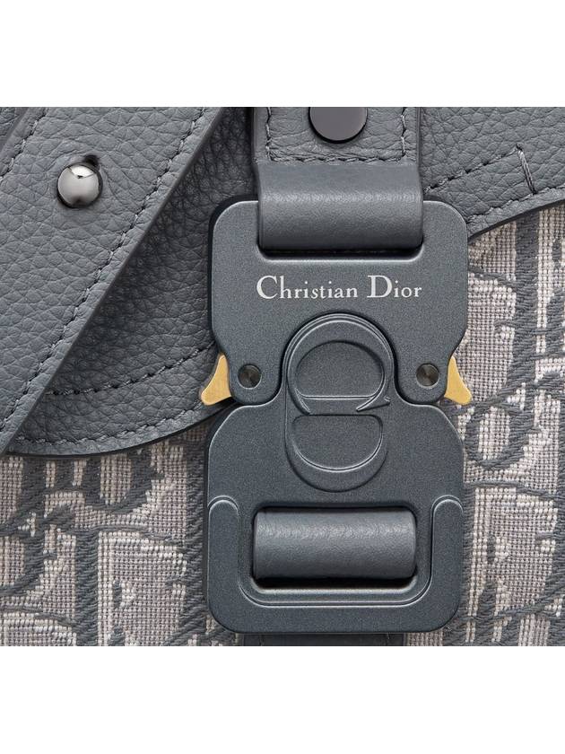 Saddle Mini Flap Messenger Bag Deep Gray Dior Oblique Jacquard Grained Calfskin 2ADCA435YKS H12E - DIOR - BALAAN 7