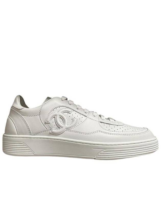 CC Logo Calfskin Low Top Sneakers White - CHANEL - BALAAN 1