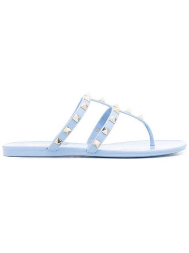 Rockstud Rubber Tongue Flip Flop Blue - VALENTINO - BALAAN 1