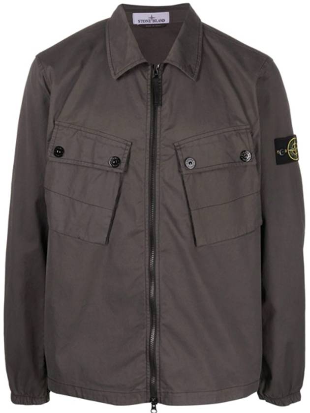 Men's Wappen Patch Two-Pocket Overshirt Zip-Up Jacket Dark Grey - STONE ISLAND - BALAAN 2