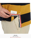 Embroidered Flower Rugby Stripe Short Sleeve PK Shirt Navy Yellow - THOM BROWNE - BALAAN.