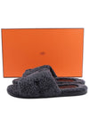 Izmir Woolskin Sandals Slippers Gris Chine - HERMES - BALAAN 3