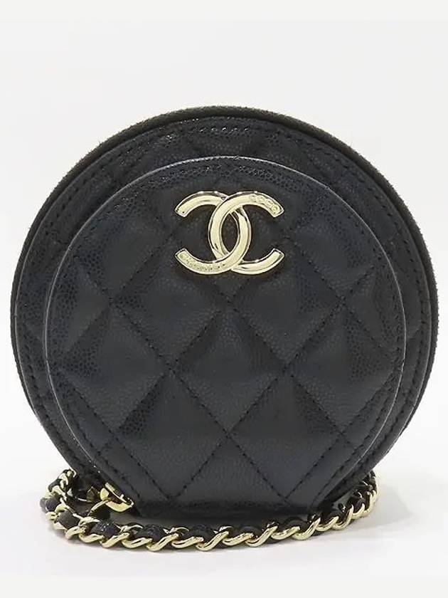 AP3922 Black color caviar round chain cross bag - CHANEL - BALAAN 2