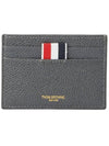 Stripe Note Compartment Pebble Grain Leather Card Wallet Grey - THOM BROWNE - BALAAN 2