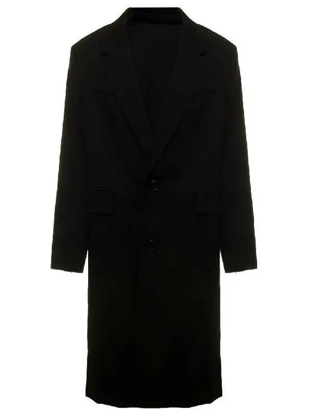 Virgin Wool Oversized Single Coat Black - AMI - BALAAN.