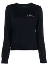 Rose Logo Wool Pullover Knit Top Blue - A.P.C. - BALAAN.