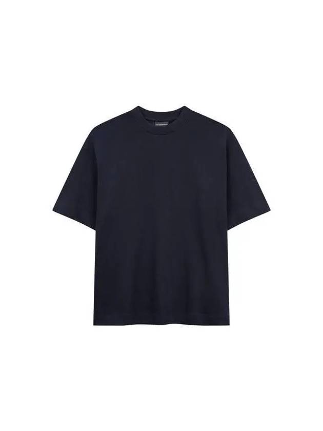 Men s Rib Crew Neck Short Sleeve T Shirt Navy - EMPORIO ARMANI - BALAAN 1