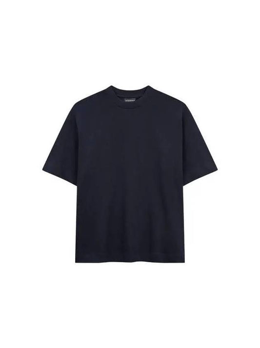 Men s Rib Crew Neck Short Sleeve T Shirt Navy - EMPORIO ARMANI - BALAAN 1