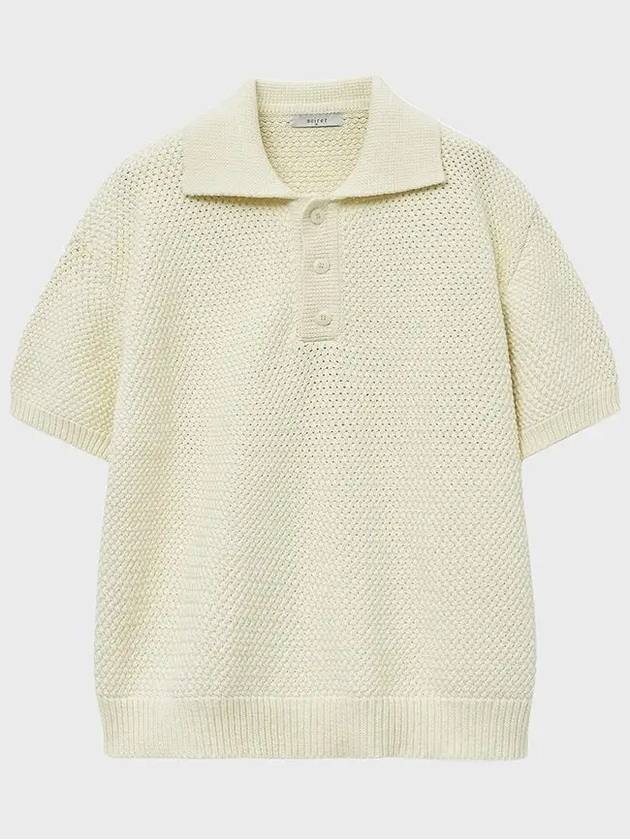 Overfit Heavy Knit Polo Shirt Ivory - NOIRER - BALAAN 3