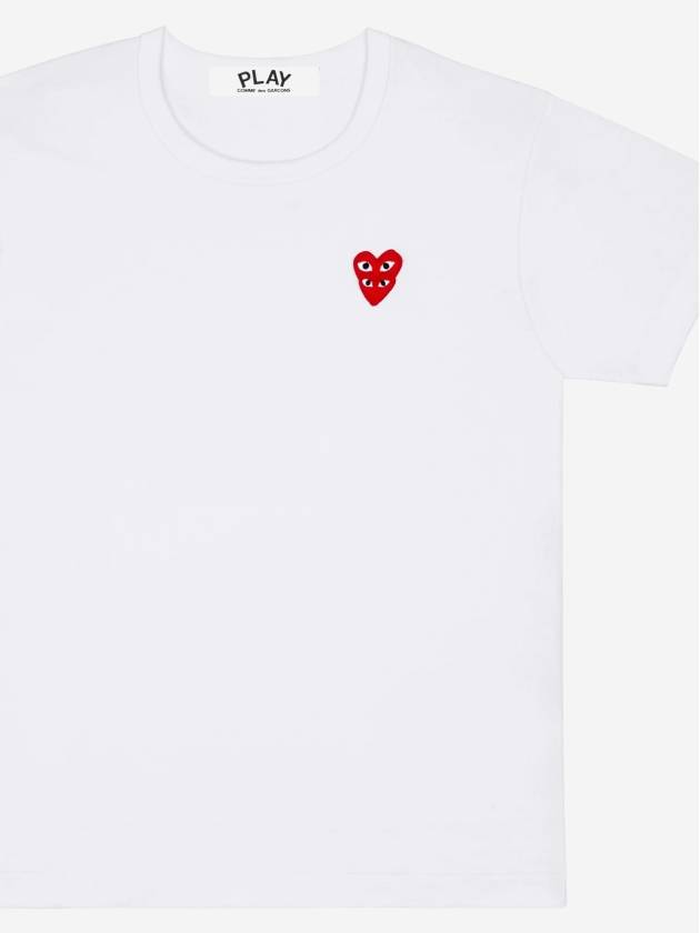 Play Men's Small Double Red Heart Wappen Short Sleeve T-Shirt P1 T288 2 White - COMME DES GARCONS - BALAAN 2