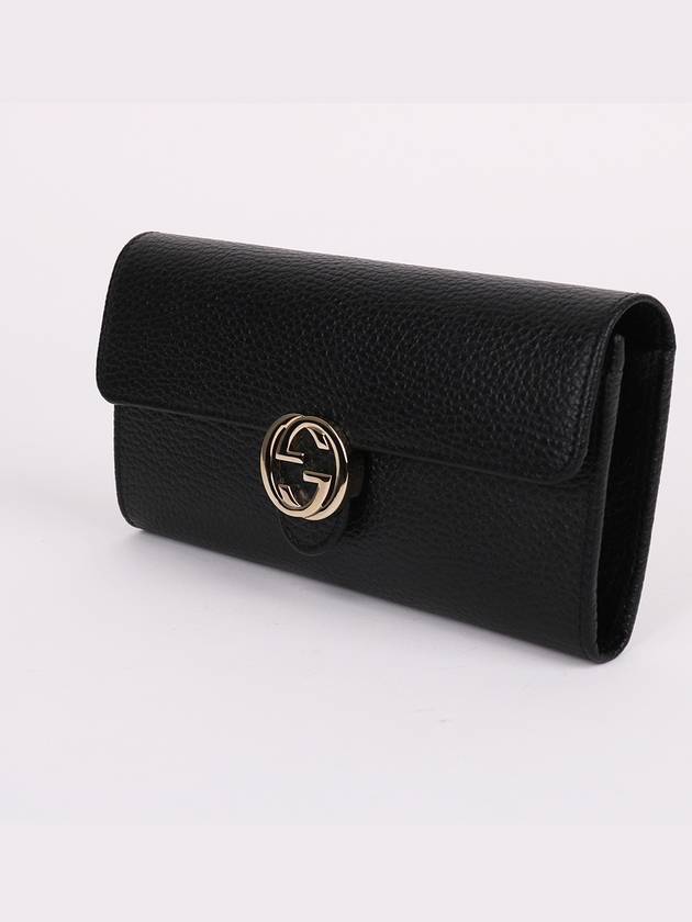 GG gold interlocking black long wallet 615524 - GUCCI - BALAAN 3